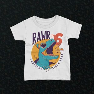 Personalised Personalised Dinosaur Rawr Kid’s Birthday T-Shirt dinosaur kids