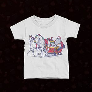 Christmas Kids Santa with his Unicorns Kid’s T-Shirt christmas