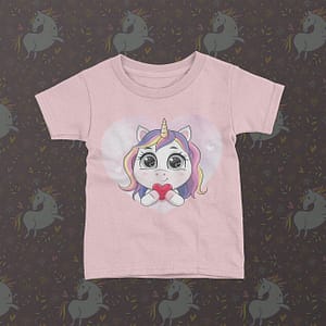 Fantasy Kids Unicorn Love Heart Kid’s T-Shirt heart