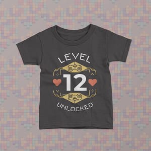 Gaming Level Unlocked Personalised Kid’s Gamer Birthday T-Shirt birthday