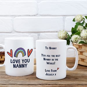 Personalised Personalised “Love You”  Rainbow Mug heart