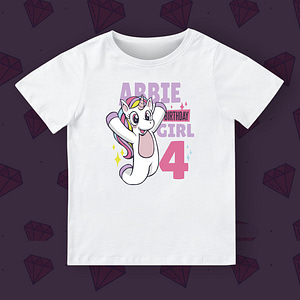 Fantasy Kids Personalised Girl’s Birthday Unicorn T-Shirt birthday