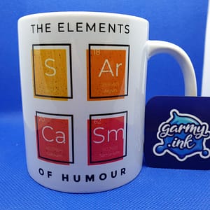Funny Mugs The Elements of Humour – Sarcasm Mug elements