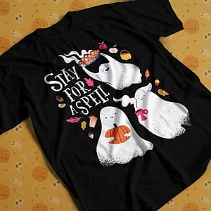 Halloween Stay for a Spell Halloween Adult’s T-Shirt ghosts
