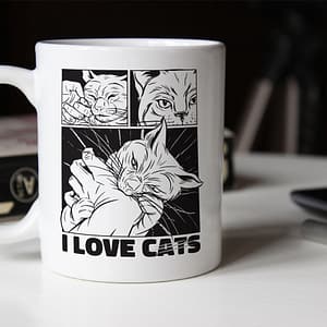 Animal Mugs I Love Cats Mug angry cat