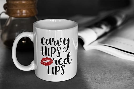 Funny Mugs Curvy Hips, Red Lips Mug curvy