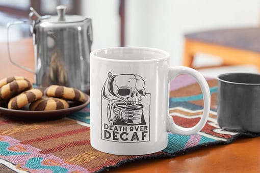 Food & Drink Mugs Death Over Decaff Coffee Mug caffeine
