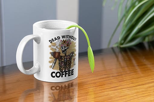 Food & Drink Mugs Dead Without Coffee Skeleton Mug coffee