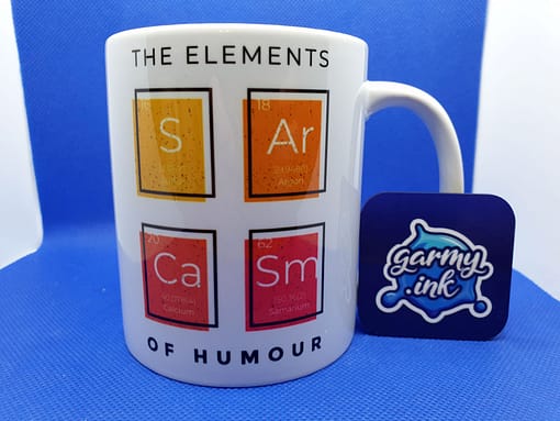 Funny Mugs The Elements of Humour – Sarcasm Mug elements