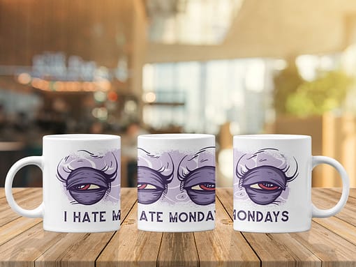 Funny Mugs I Hate Mondays Mug eyes