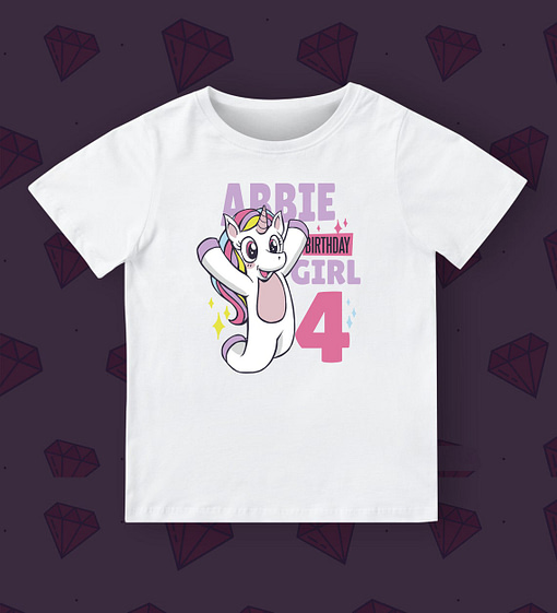 Fantasy Kids Personalised Girl’s Birthday Unicorn T-Shirt birthday