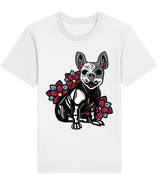 Animals & Nature Sugar Skull French Bulldog Adult’s T-Shirt day of the dead