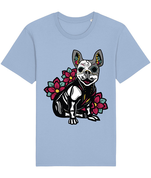 Animals & Nature Sugar Skull French Bulldog Adult’s T-Shirt day of the dead