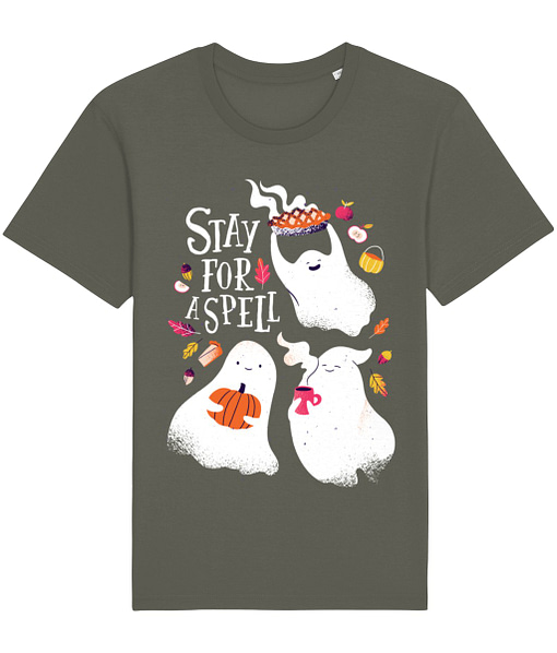 Halloween Stay for a Spell Halloween Adult’s T-Shirt ghosts