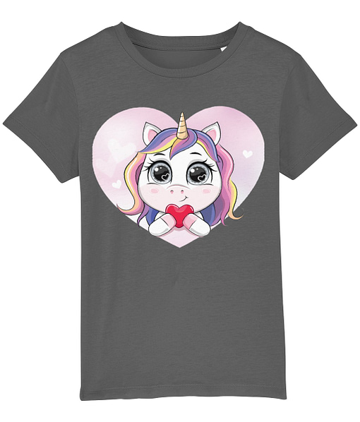Fantasy Kids Unicorn Love Heart Kid’s T-Shirt heart