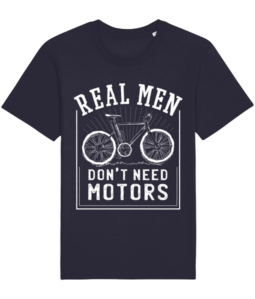 Sports Real Men Don’t Need Motors Mountain Biking Adult’s T-Shirt biking