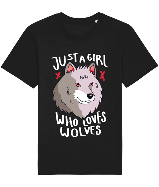 Animals & Nature Just a Girl Who Loves Wolves T-Shirt girl