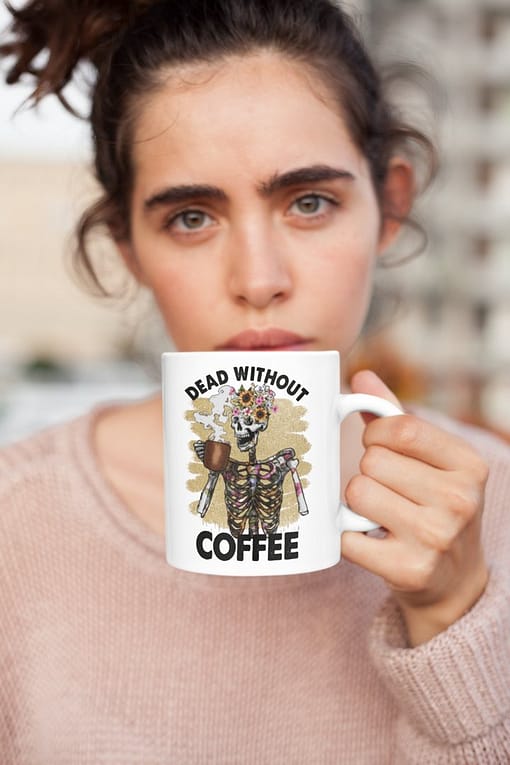 Food & Drink Mugs Dead Without Coffee Skeleton Mug coffee